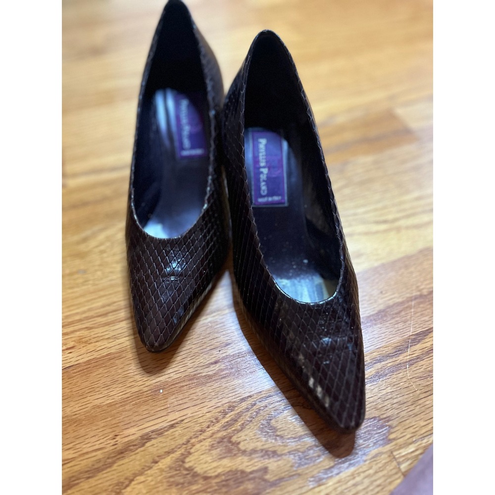 Phyllis Poland Pointed Toe Pumps Italian Leather Snakeskin Print  Classic Style